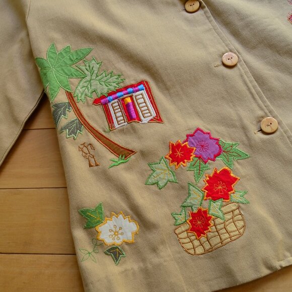 HEARTS OF PALM Size 6 Brown Island Tropical Lined Cotton Blazer Jacket NWT - Picture 4 of 12